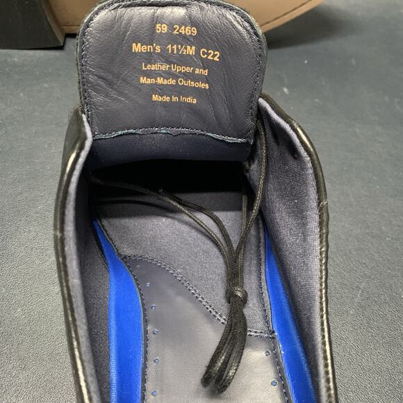 Johnson & Murphy Black Leather Dress Shoes Mens 11.5, 59-2469 Stockton Plain Toe